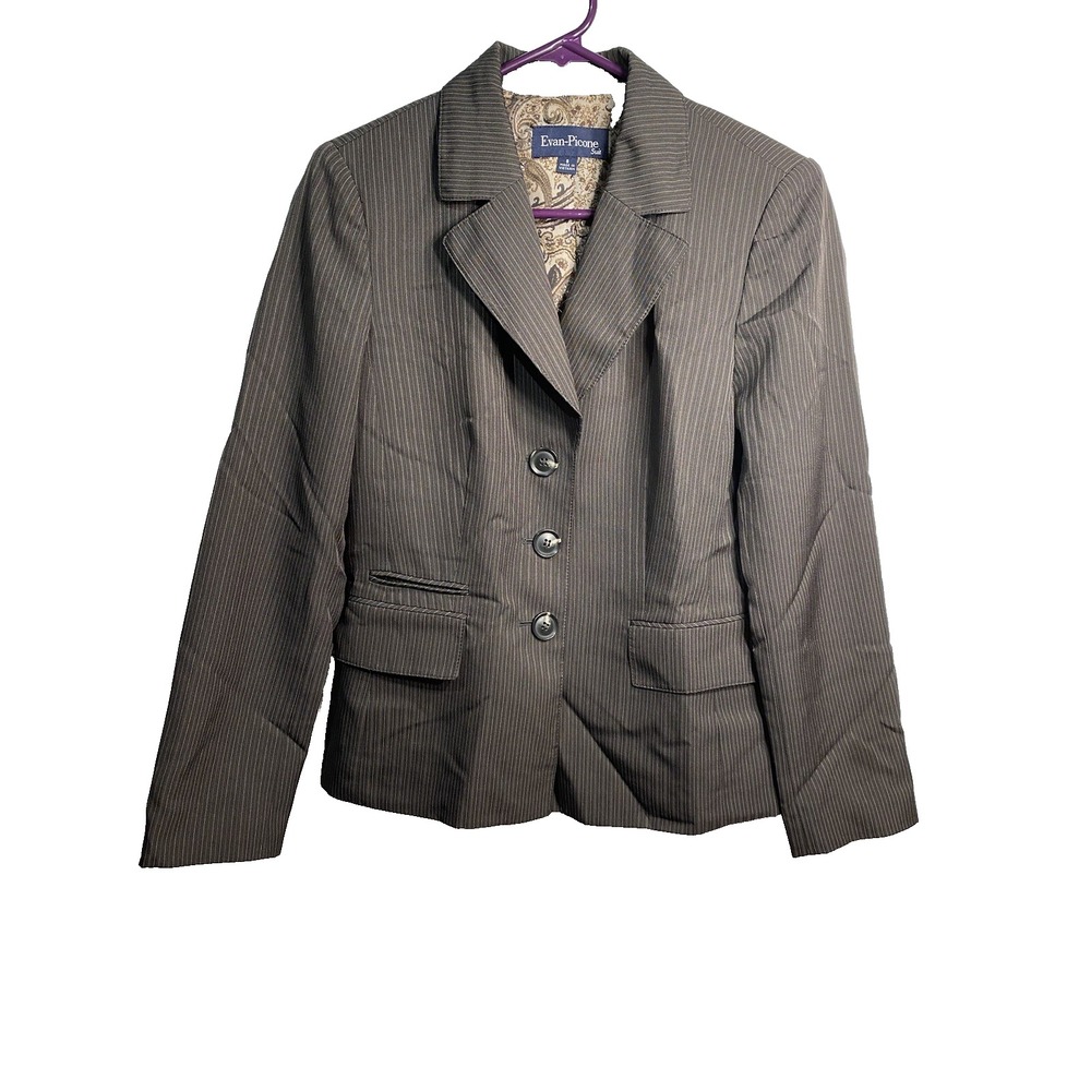 evan picone suit womens blazer jacket size 8 long sleeve buttons